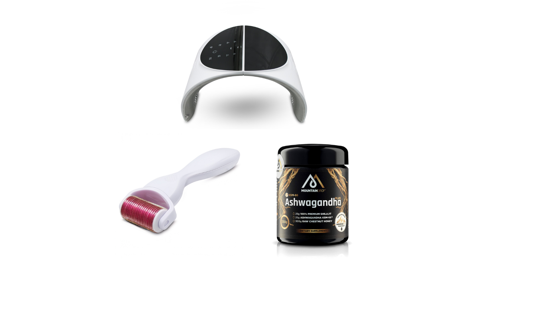 Ultimate Skincare Bundle: LED Ljusterapimaskin + Derma Roller + Ashwagandha Plus